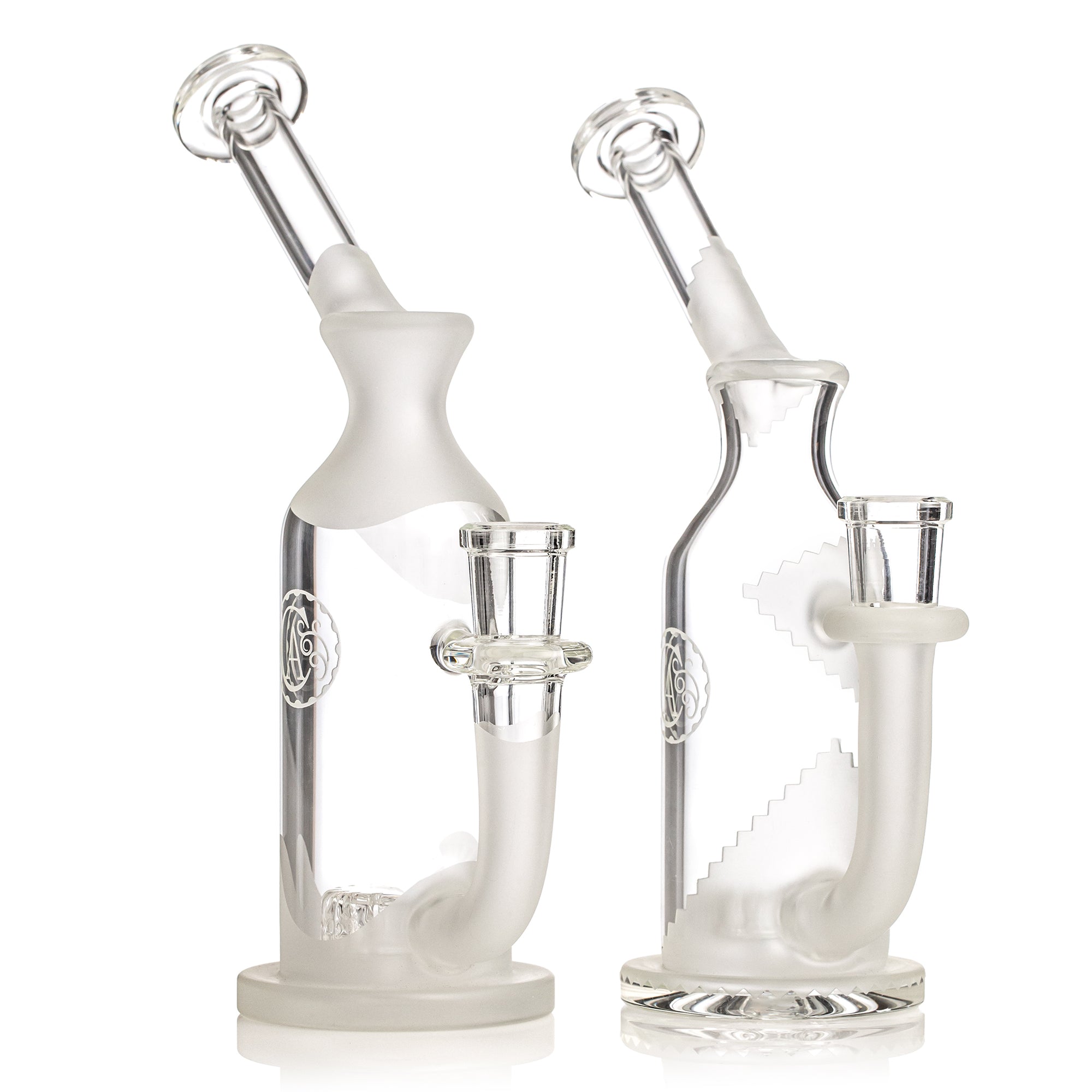 Clear and Sandblasted Gridded Puck Bubbler