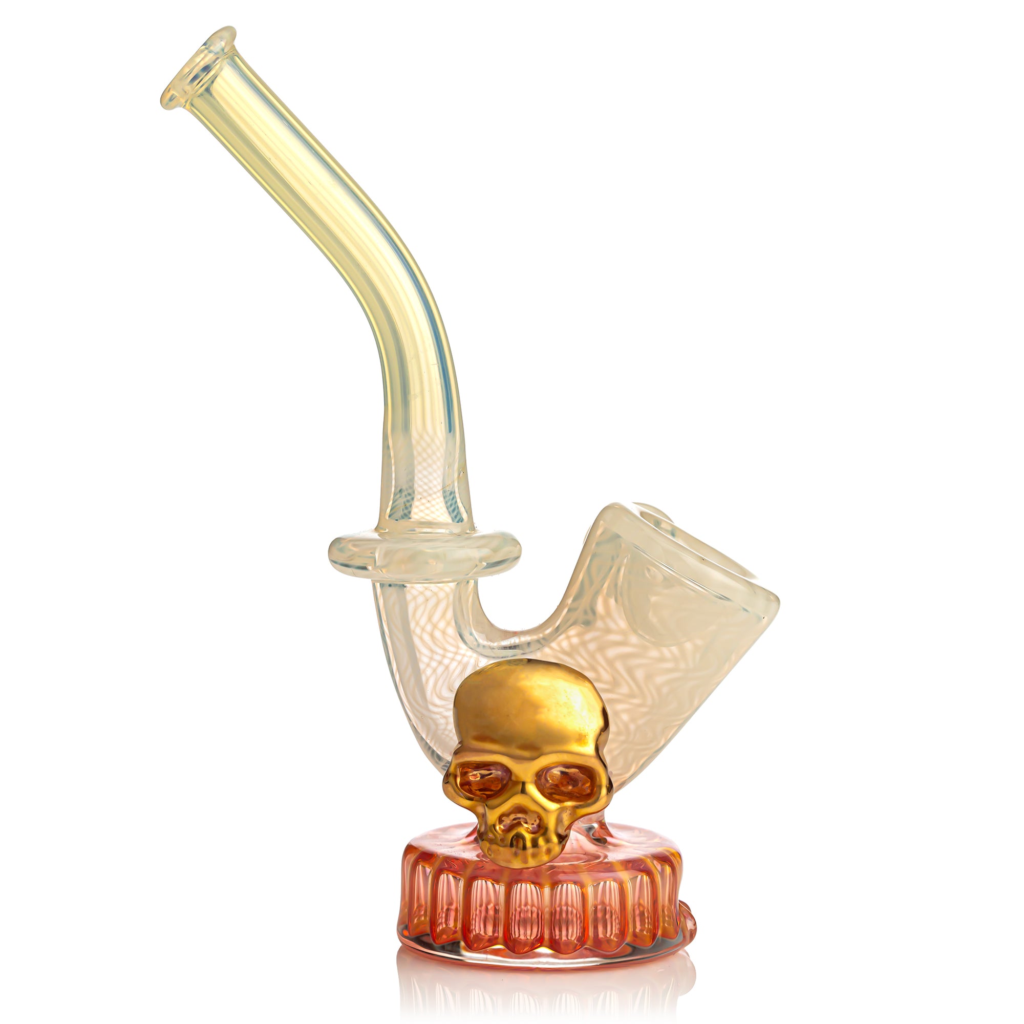 Silver Fume Sherlock Puffco Top with Gold Fumed Skull