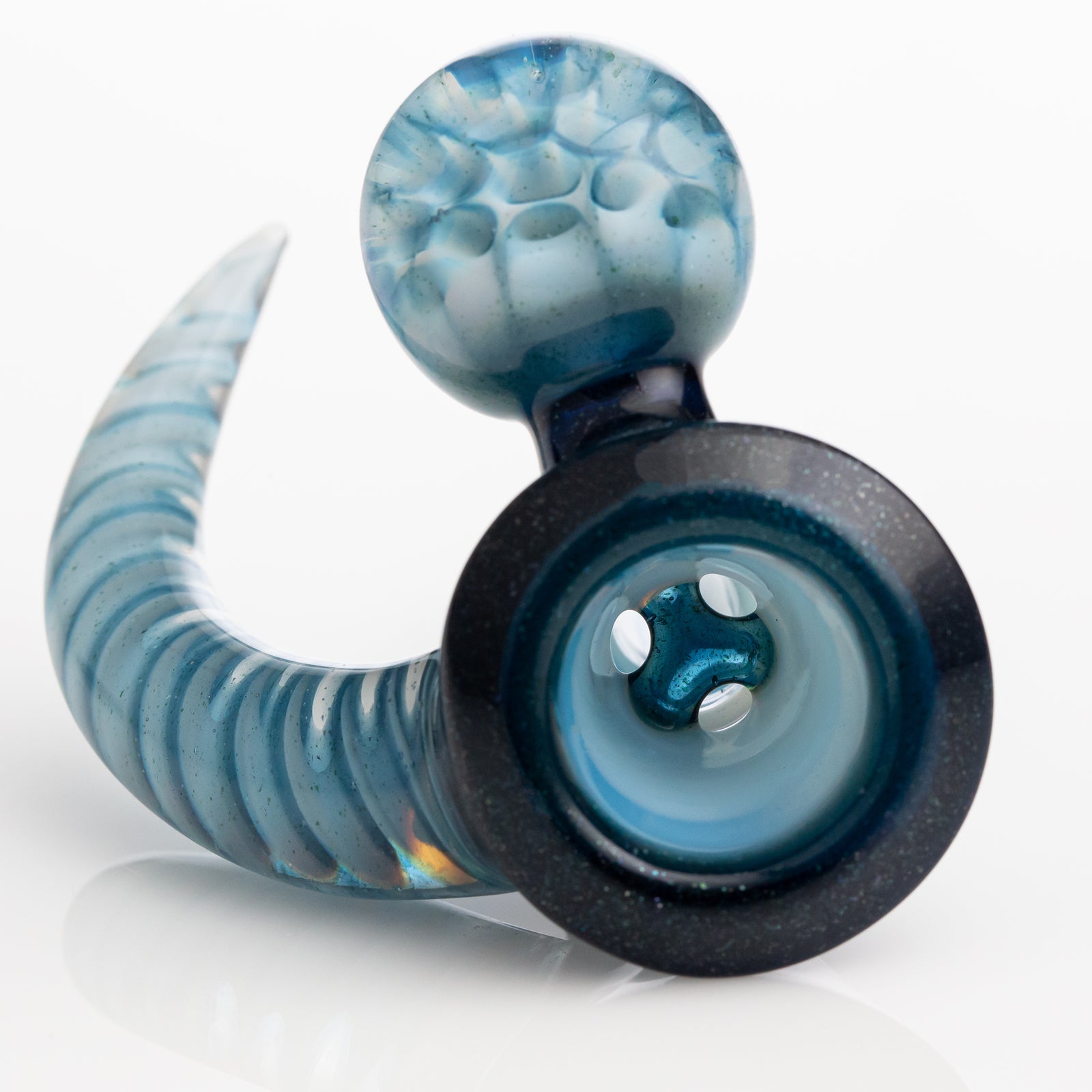 Chase Adams 4 Hole Slide with Horn and Marble (14mm) - Blue Stardust over Ghost