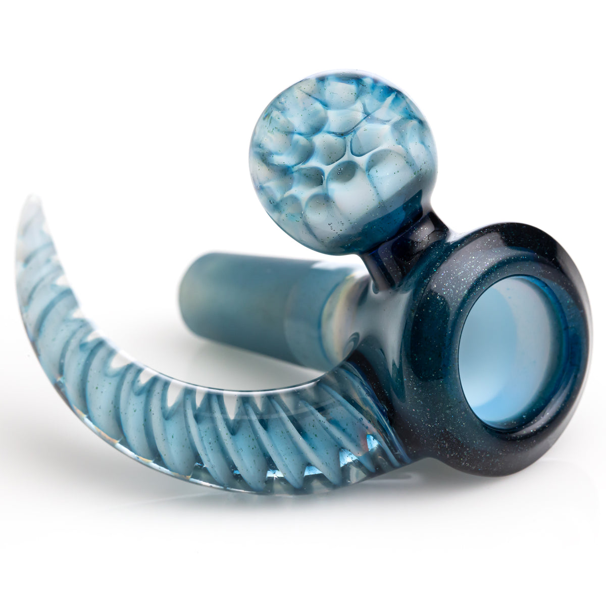 Chase Adams 4 Hole Slide with Horn and Marble (14mm) - Blue Stardust over Ghost