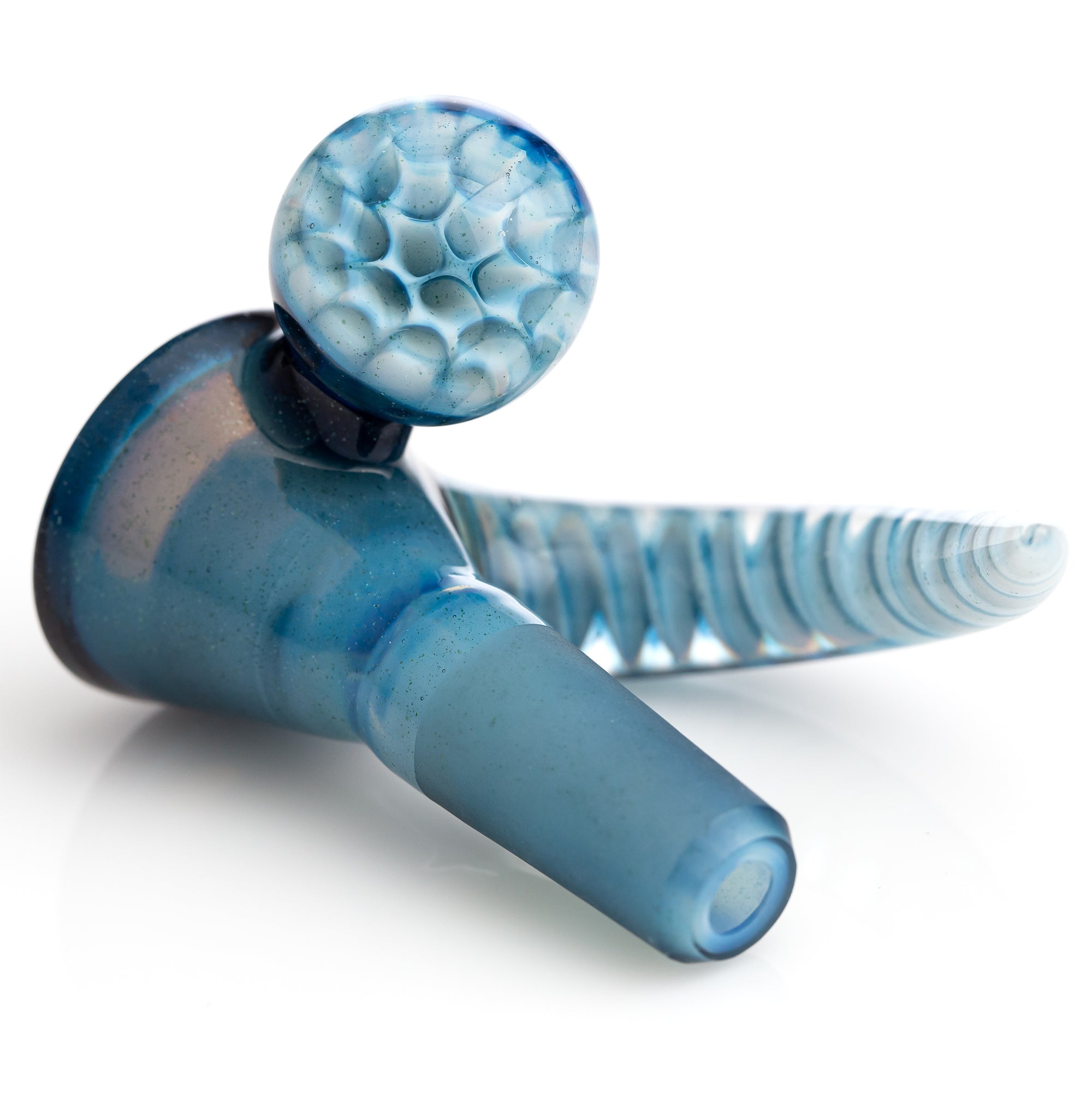 Chase Adams 4 Hole Slide with Horn and Marble (14mm) - Blue Stardust over Ghost