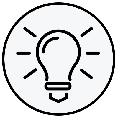 Ideas icon or light bulb icon, we can help your business develop a strategy 