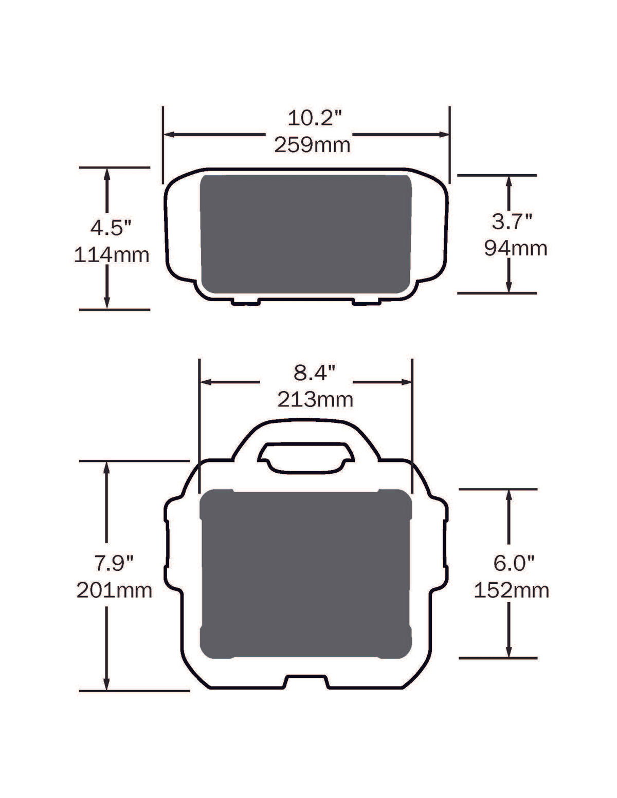 Turtle Case 504 Protective Hard Shell Case (Dimensions)