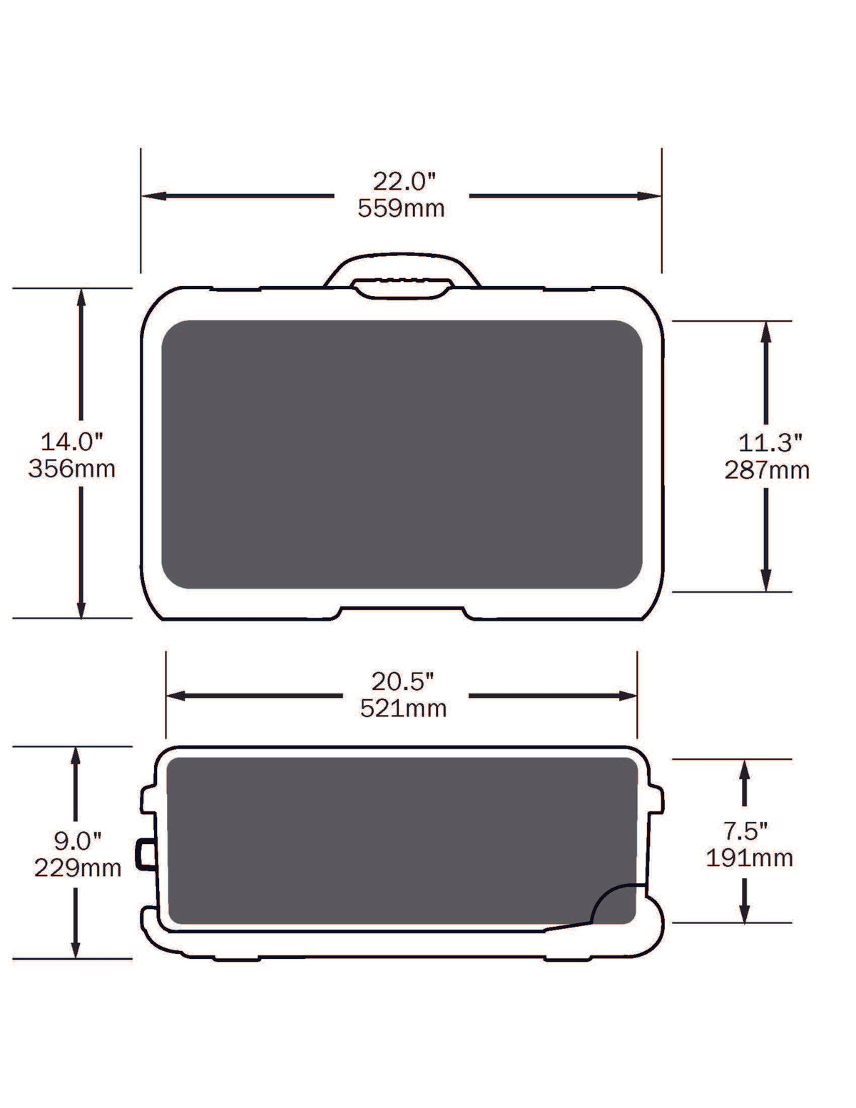Turtle Case 735 Protective Hard Shell Case (Dimensions)