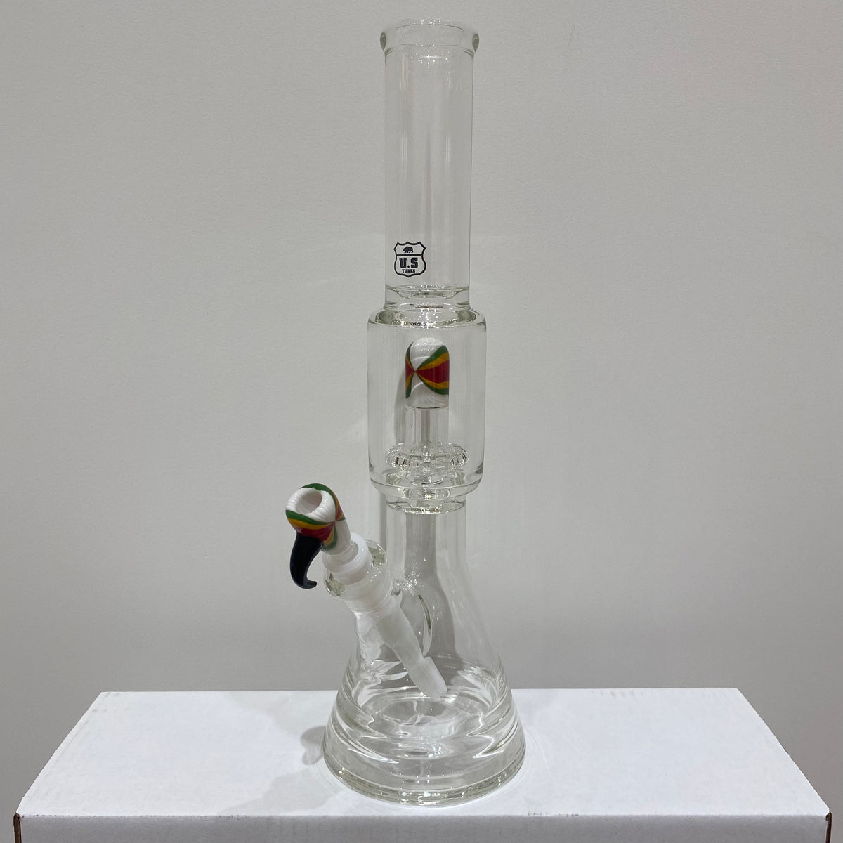 US Tubes 17 Inch Beaker with Worked Circ Percolator and Slide 50 x 5mm and 19mm Joint