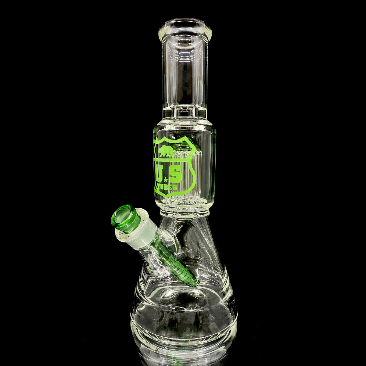 US Tubes Simple Beaker 55 with 10 Arm Tree Perc, 12 Inch, 19mm Joint