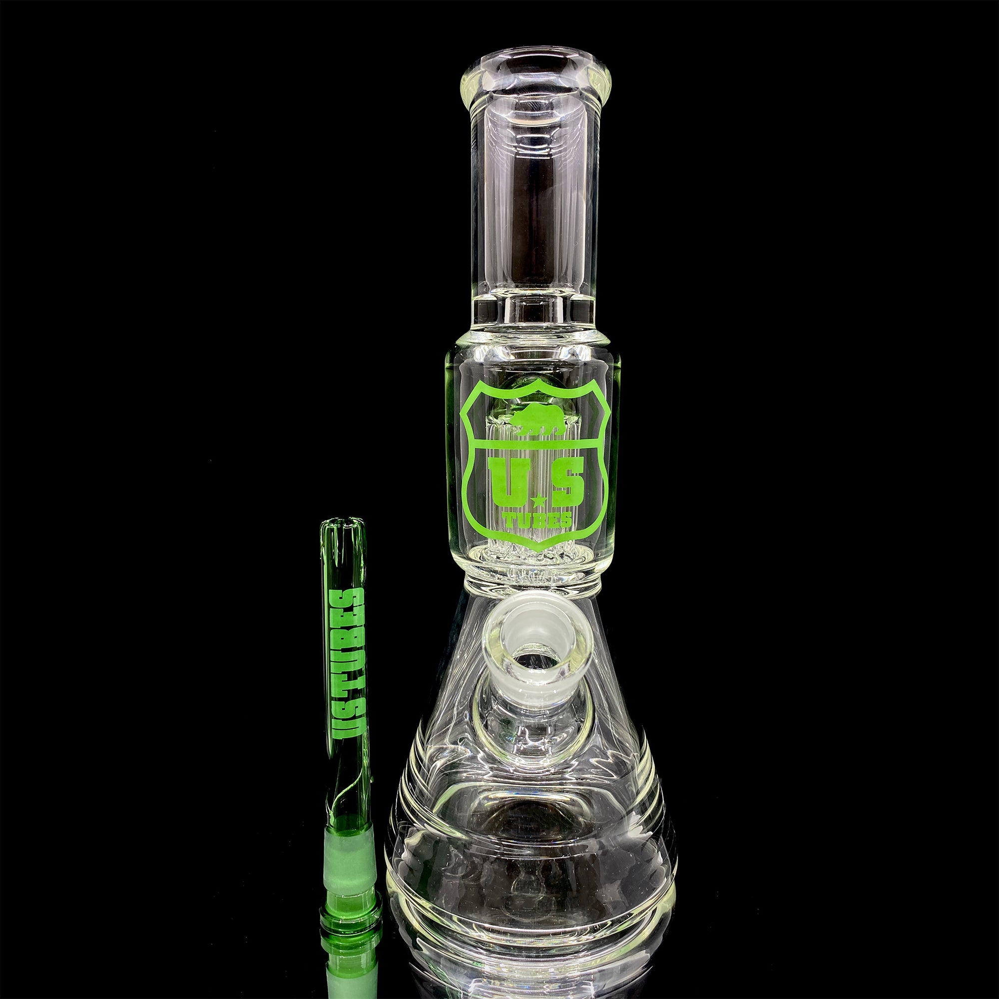 US Tubes Simple Beaker 55 with 10 Arm Tree Perc, 12 Inch, 19mm Joint